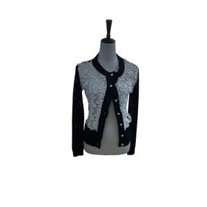 Areve Boho Flocked Polka Dot Lace Cardigan